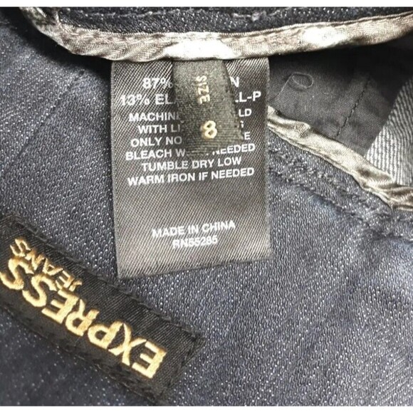 Y2K EXPRESS‎ JEANS Stretch DENIM HIGHWAIST SKIRT Size 8 Zip Buttonfly 17" length - Picture 10 of 11